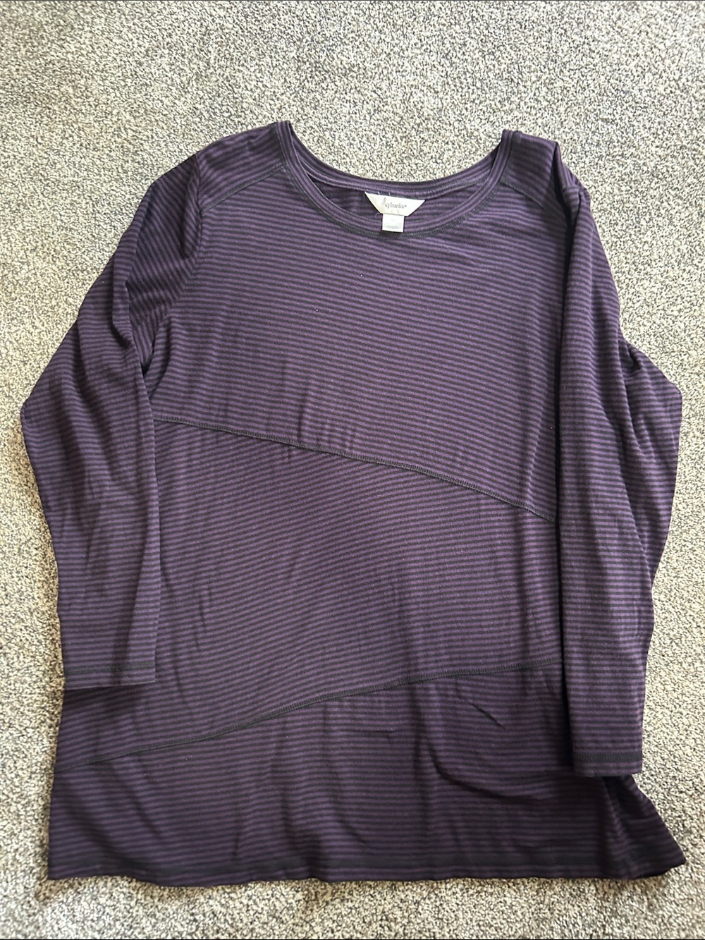 Christopher & Banks Purple Striped Long Sleeve Tee